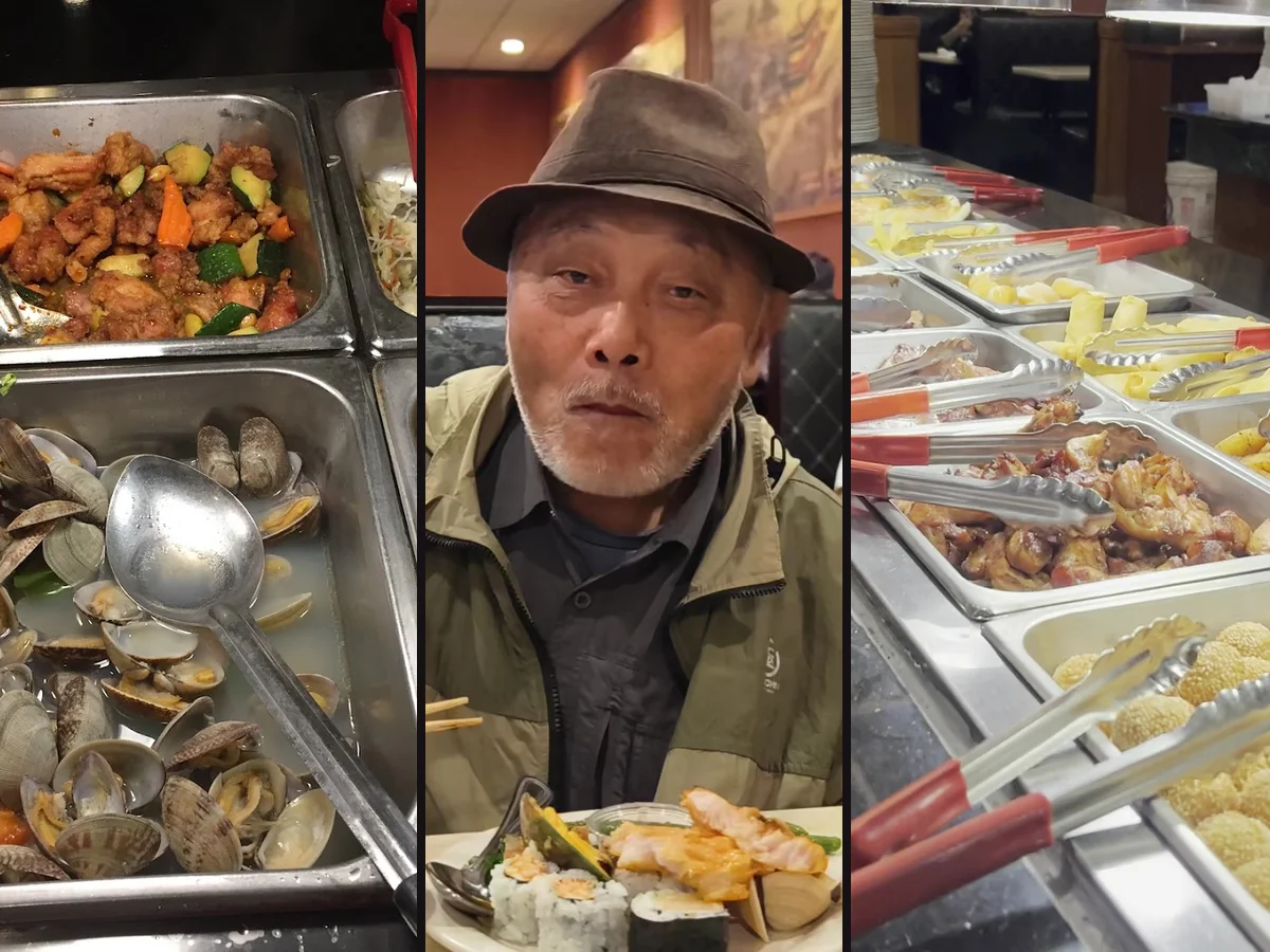 Buffet trays with mixed Asian dishes
