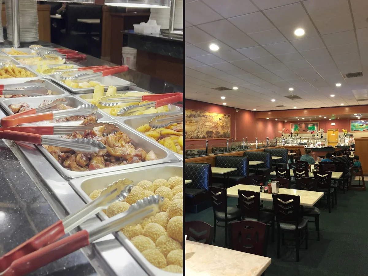 Casual dining room with buffet stations